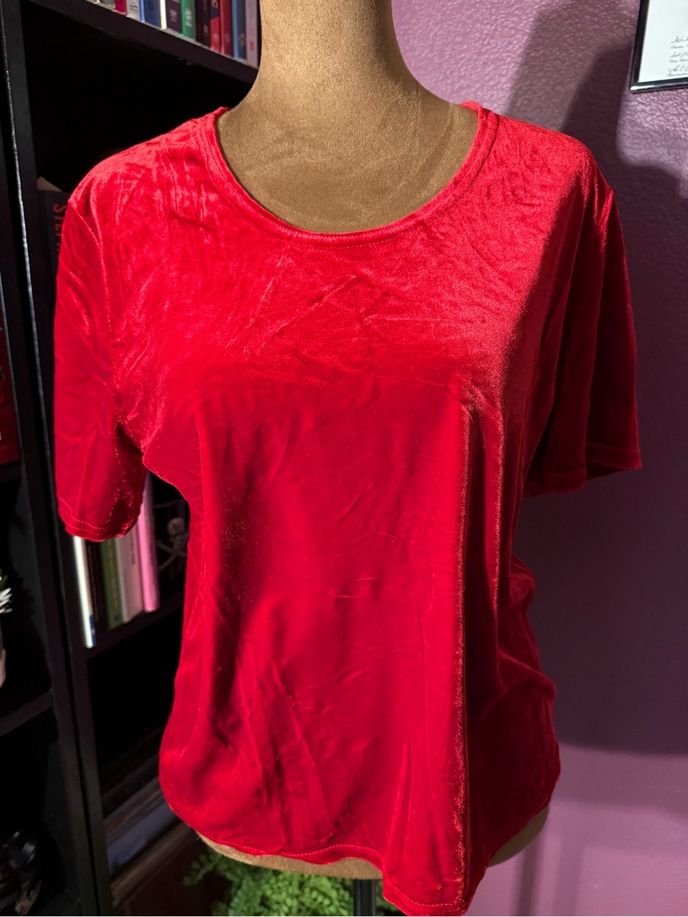 Red Velvet loose- fit Short-Sleeve Top.